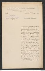 k.k. naturhistorisches Hofmuseum, Intendanzakten 1885-1896 (Hauer), Aktenzahl Z.658/1892, Seite 1